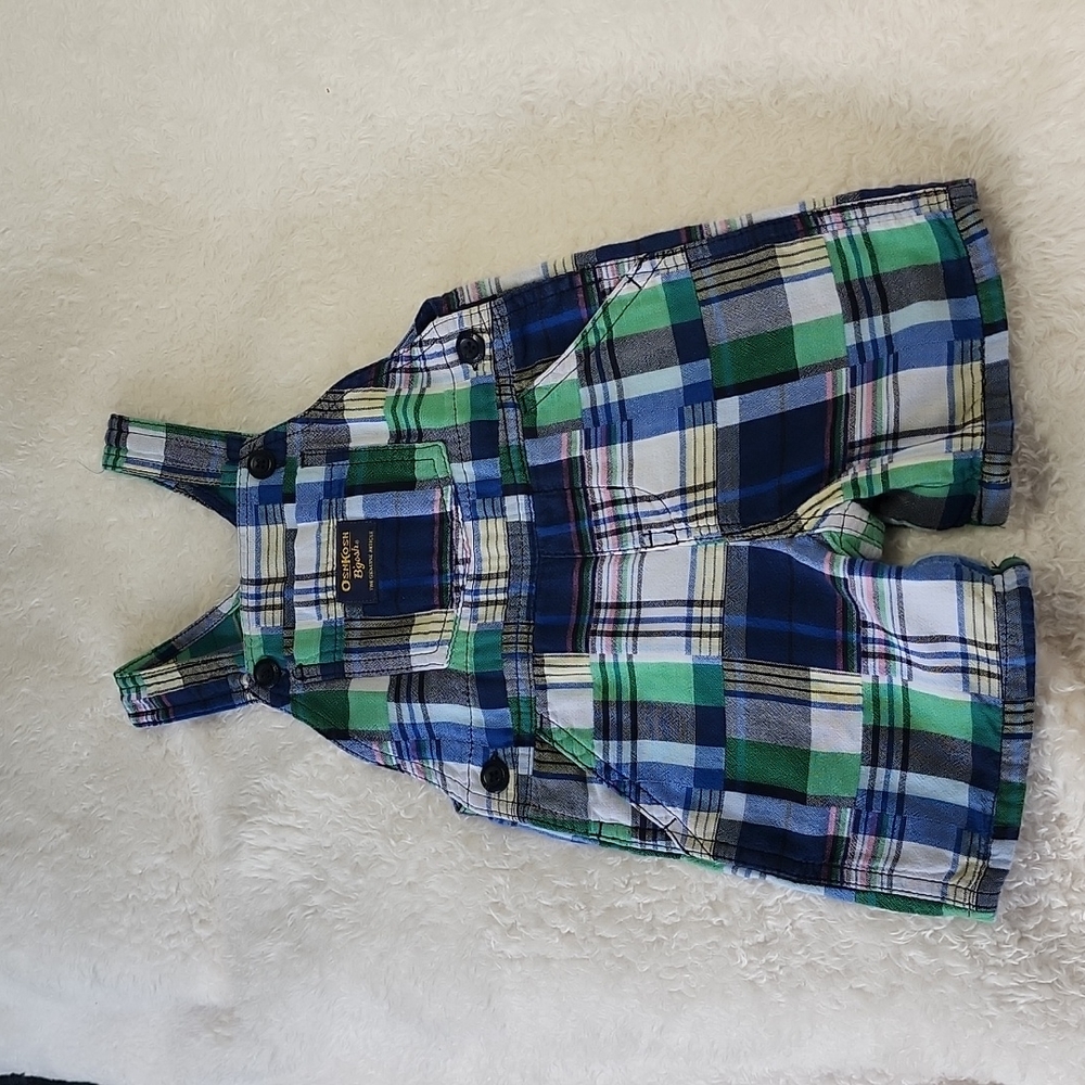 Cute Oshkosh lightweight plaid infant boys shortalls